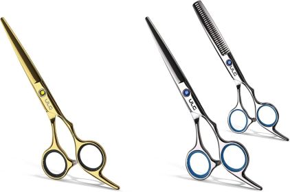 Hair Cutting Scissors Thinning Shears Kit Professional Barber Hairdressing Texturizing Salon Razor Edge Scissor Japanese Stainless Steel 6.5 inch