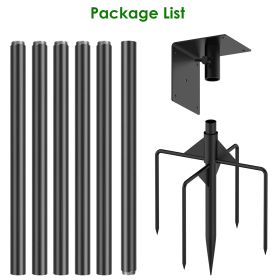 1 Set  79.92in Bird House Pole Kit Height Adjustable Bird Feeder Pole Mount Kit Heavy Duty Bird House Pole Set With 5 Prongs Base For Bird House (Color: Black)