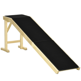 Ramp For Dog Bed, Pet Ramp For Dog With Non-slip Carpet And Top Platform (Option: Natural color)