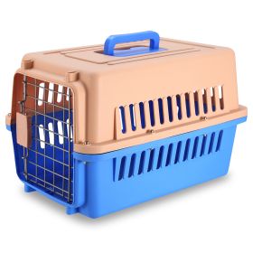 Travel Dog Kennel Carrier Handheld Pet Crate Cage Cat Rabbit Carrier Box w/ 11lbs Max Load Safety Squeeze Latch (Option: erBlue)
