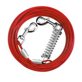 9.8FT Dog Tie Out Cable Long Dog Leash Chew Proof Lead Dog Chain with Durable Spring 360otatable Clips PVC Case for Outside Yard Caming (Option: Red_3M)