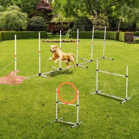 Portable Pet Agility Pet Training Set Dog Obstacle Exercise Adjustable Jump Ring High Jumper w/ Carry Bag (Option: White-10x10x10 mm)