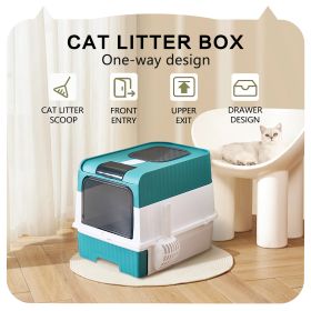 Super Large Capacity Cat Litter Box - Easy To Clean, Odorless, Leak Proof, Not Easy To Leak, Pull-out Design, Comfortable Toilet For Pets (Color: Blue)
