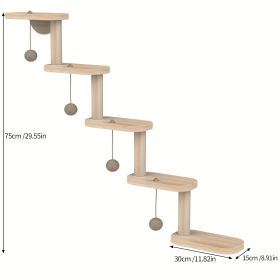 DIY Modular Cat Climbing Wall With 4 Balls - Multi-level Indoor Cat Tree Furniture, Space-Saving Wall-Mounted Perch And Play Activity Center, Mul (Option: DQWCMTYY715)