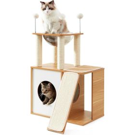 Indoor Wooden Cat Climbing Frame Cat Tower Cat House With Cat Scratching Board Ramp Suitable For Large Cats And Kittens (Option: Cat Space)