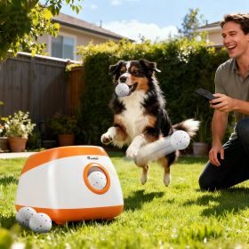 Automatic Dog Ball Launcher with 26-79 FT Distance, Automatic Ball Launcher for Medium and Large Dogs, Orange (Option: Orange-384x380x305 mm)