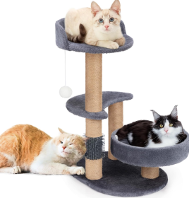 Luxury Cat Tree With Scratching Posts - Easy To Assemble, Wooden Fiber Structure, Suitable For Cats. (Option: Gray)