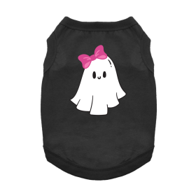 Cute Ghost with Bow Dog Shirt (Color: Jet Black, size: X-Large)