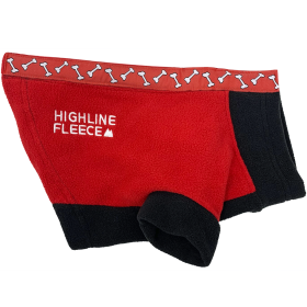 Highline Fleece Dog Coat (Color: Red and Black with Rolling Bones, size: Size 28)