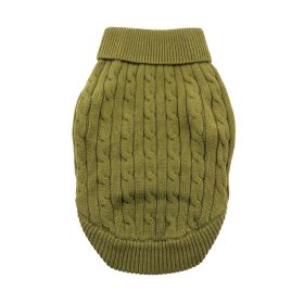 Combed Cotton Cable Knit Dog Sweater (Color: Herb Green, size: medium)