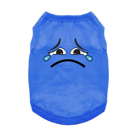 Sad Face Dog Shirt (Color: Nautical Blue, size: small)