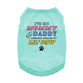 Wrapped Around My Lil Paw Dog Shirt (Color: Teal, size: medium)