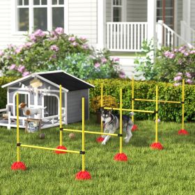 4 Piece Dog Agility Course Backyard Set with 4 Height Adjustable Dog Agility Jumps (Option: Yellow-1040x270x210 mm)
