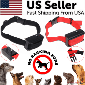 Automatic Anti Bark Barking Dog Shock Control COLLAR Device Small Medium Large (Color: Black)